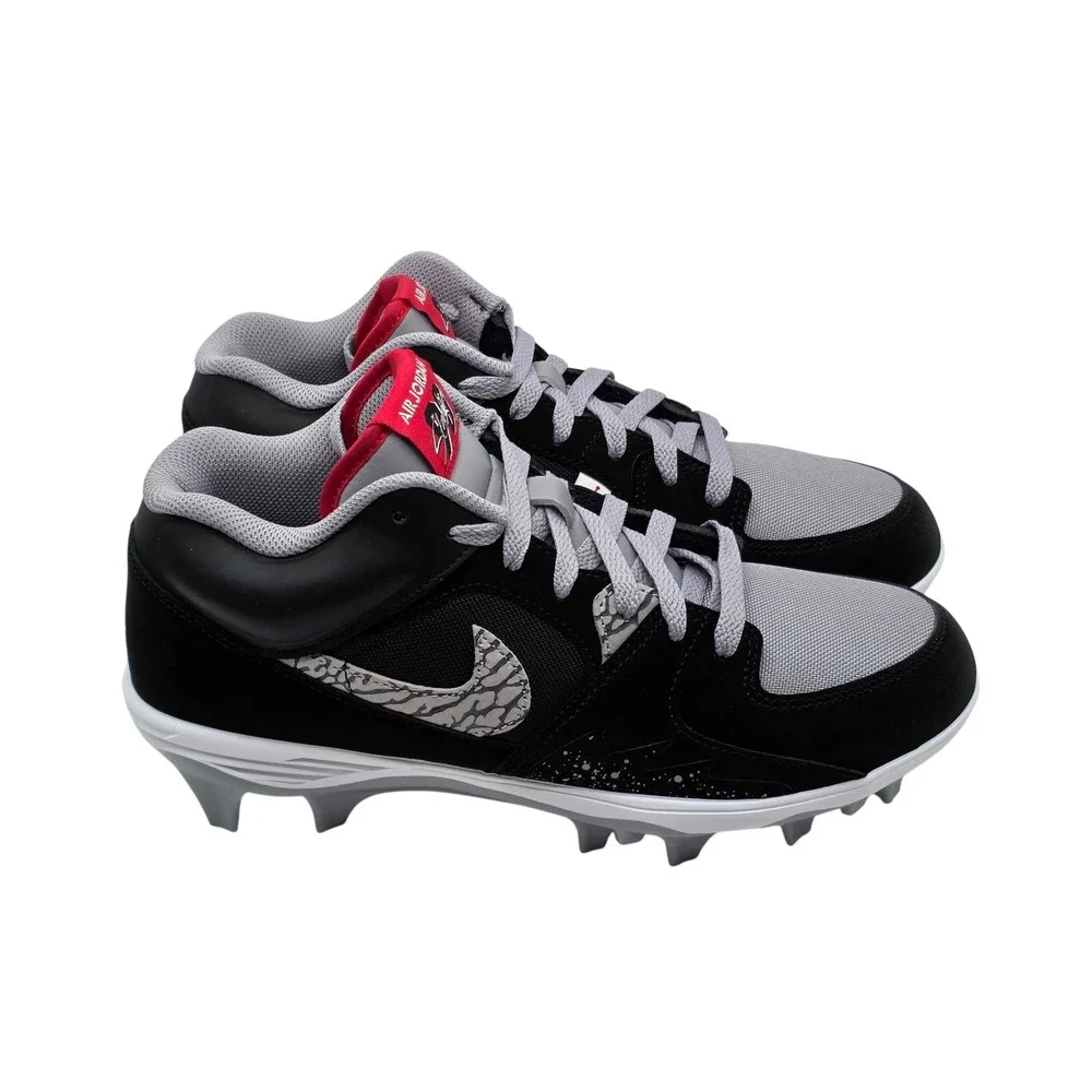 Jordan Stadium 90 Low TD Football Cleats Black Cement Mens 9.5 HQ0210-060 NEW